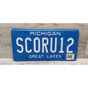 Michigan Great Lakes Blue License Plate SCORU12 Personalized Vanity Tag 2005